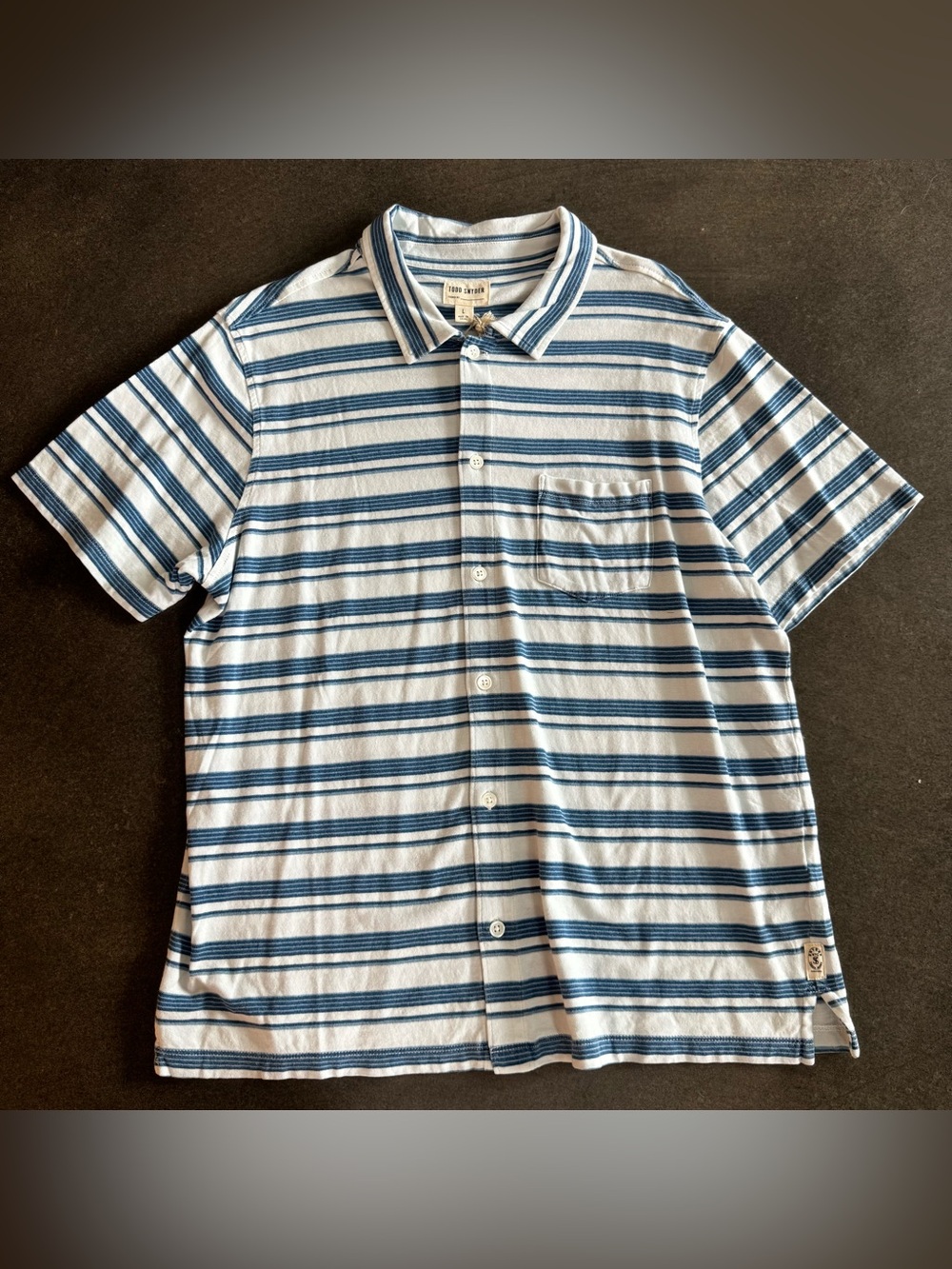 NWT Todd Snyder blue striped button up shirt Size L